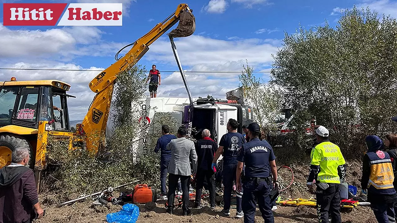 Alaca'da devrilen kamyonda sıkışan 3 kişi yaralandı!