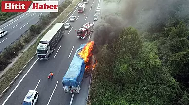 Düzce'den Çorum'a Gelen Geri Dönüşüm Tırı Balatalardan Alev Topuna Döndü!