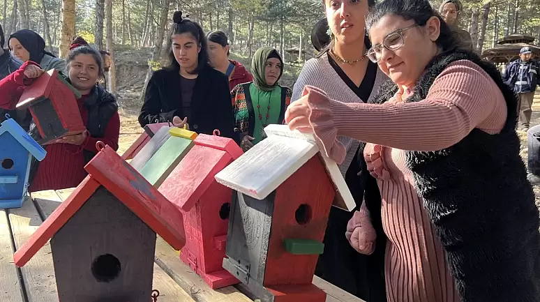 Engelli öğrencilerin boyadığı kuş evleri Sıklık Tabiat Parkı'na yerleştirildi